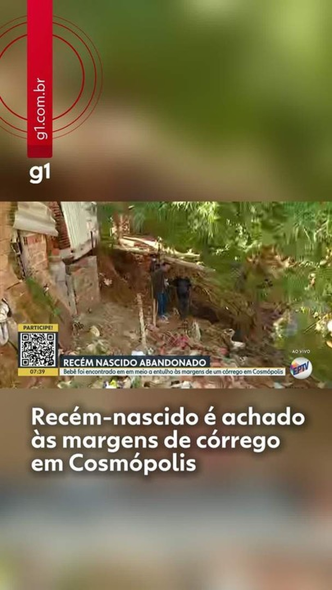 Recém-nascido é encontrado abandonado próximo a córrego no interior paulista