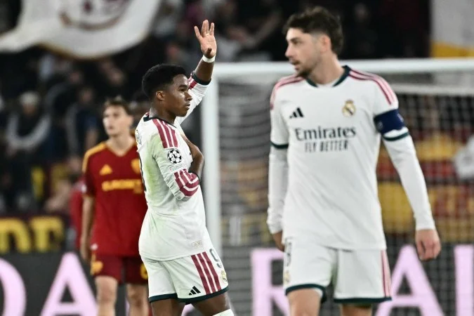 Real Madrid vira sobre a Roma com brilho de Endrick na Champions League