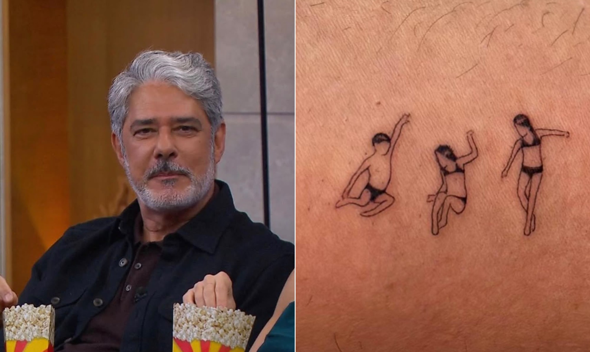 William Bonner faz sua primeira tatuagem em homenagem aos trigêmeos