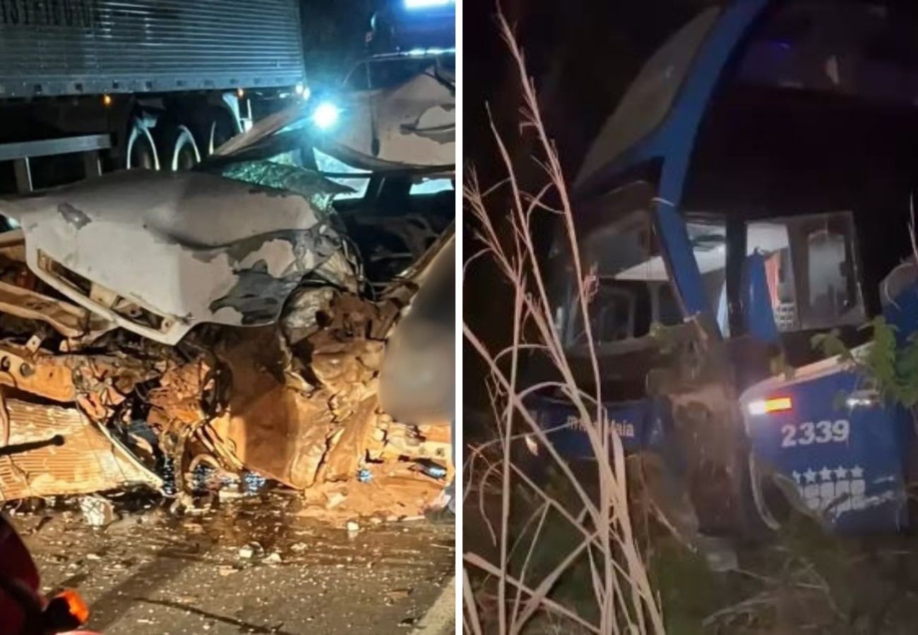 Homem morre em batida frontal entre carro e ônibus na TO-010
