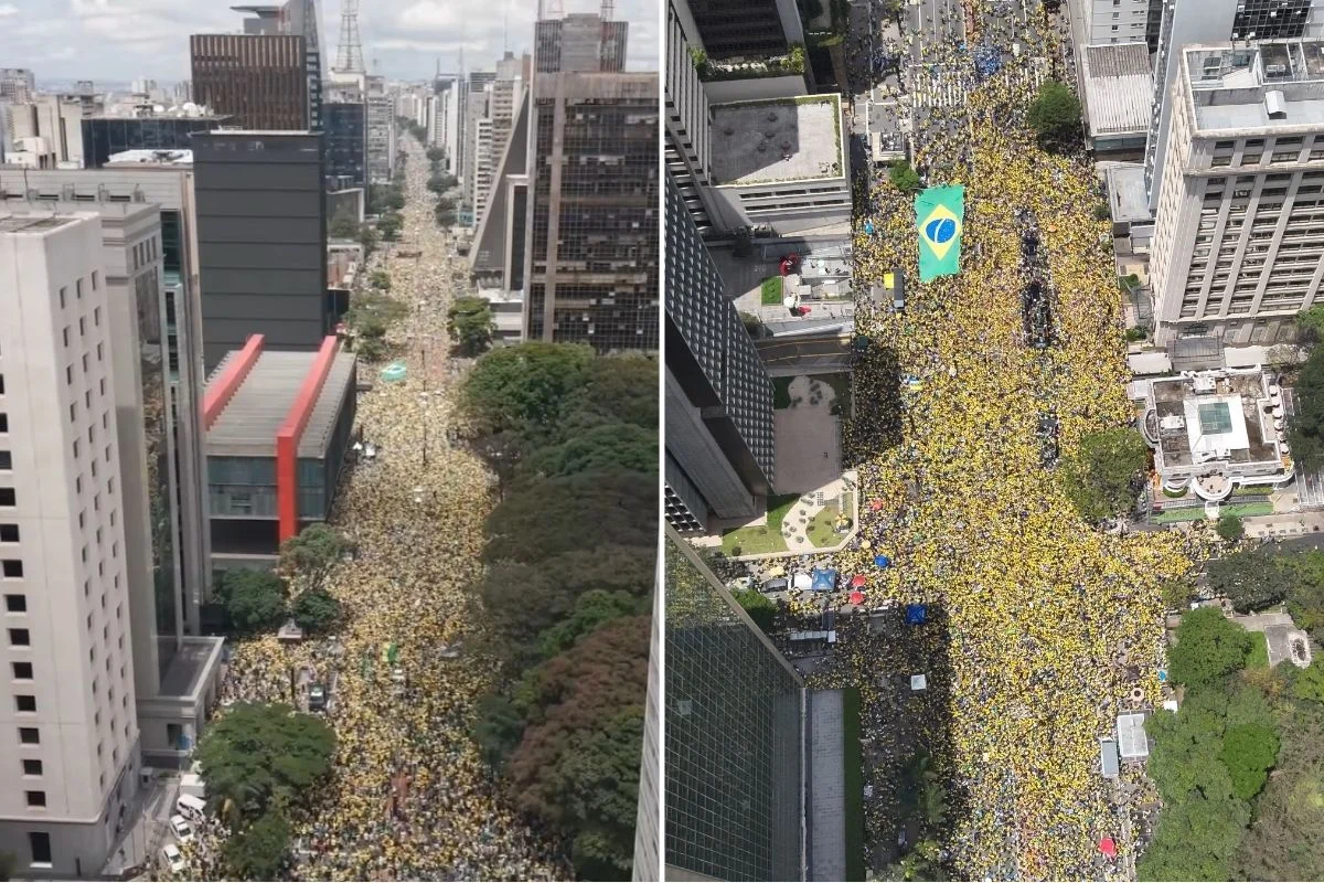 Ato de Flávio Bolsonaro na Avenida Paulista reúne 71,9 mil pessoas